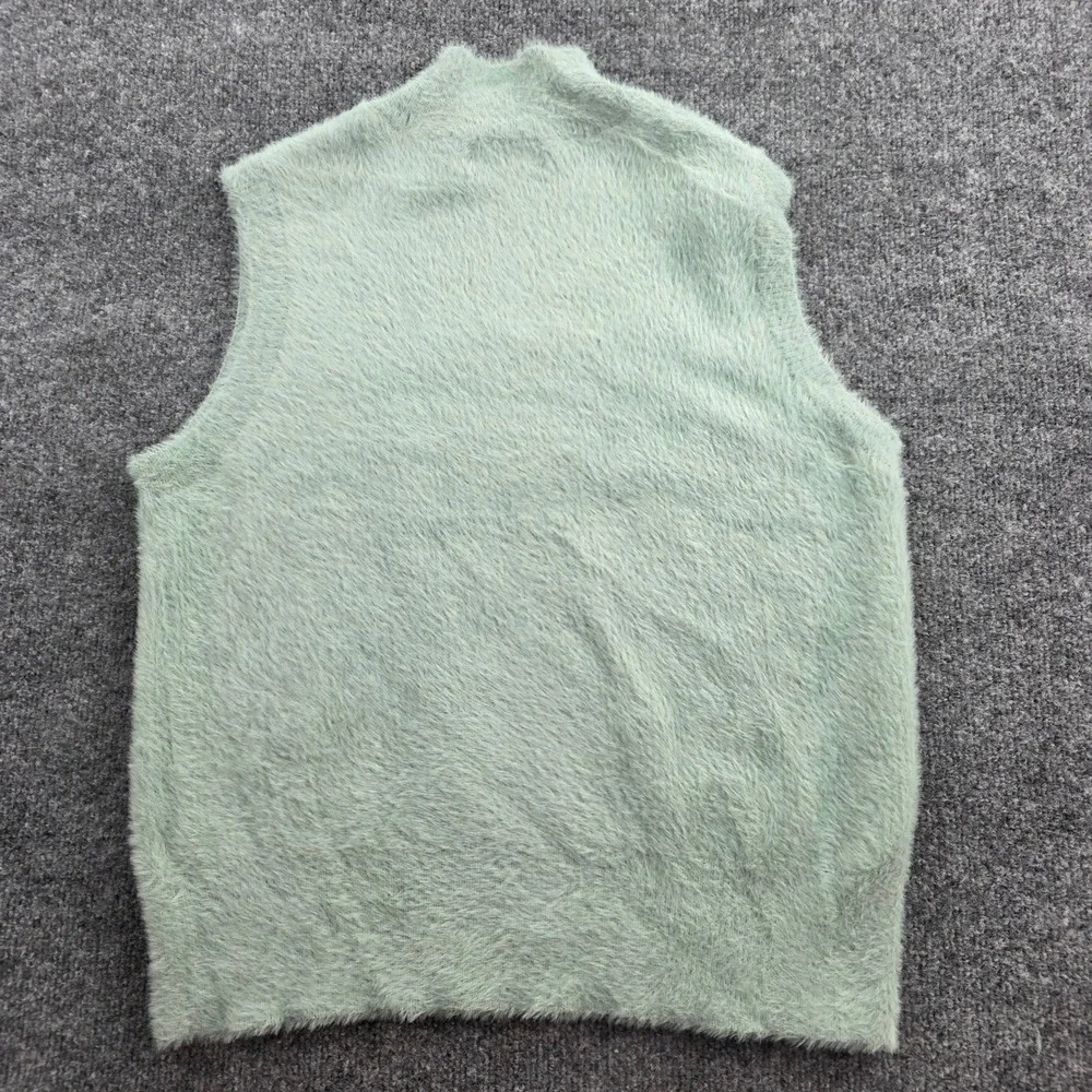 Bailey/44 Sweater Vest Fuzzy Eyelash Knit Mock Neck‎ Sage Green Medium Womens